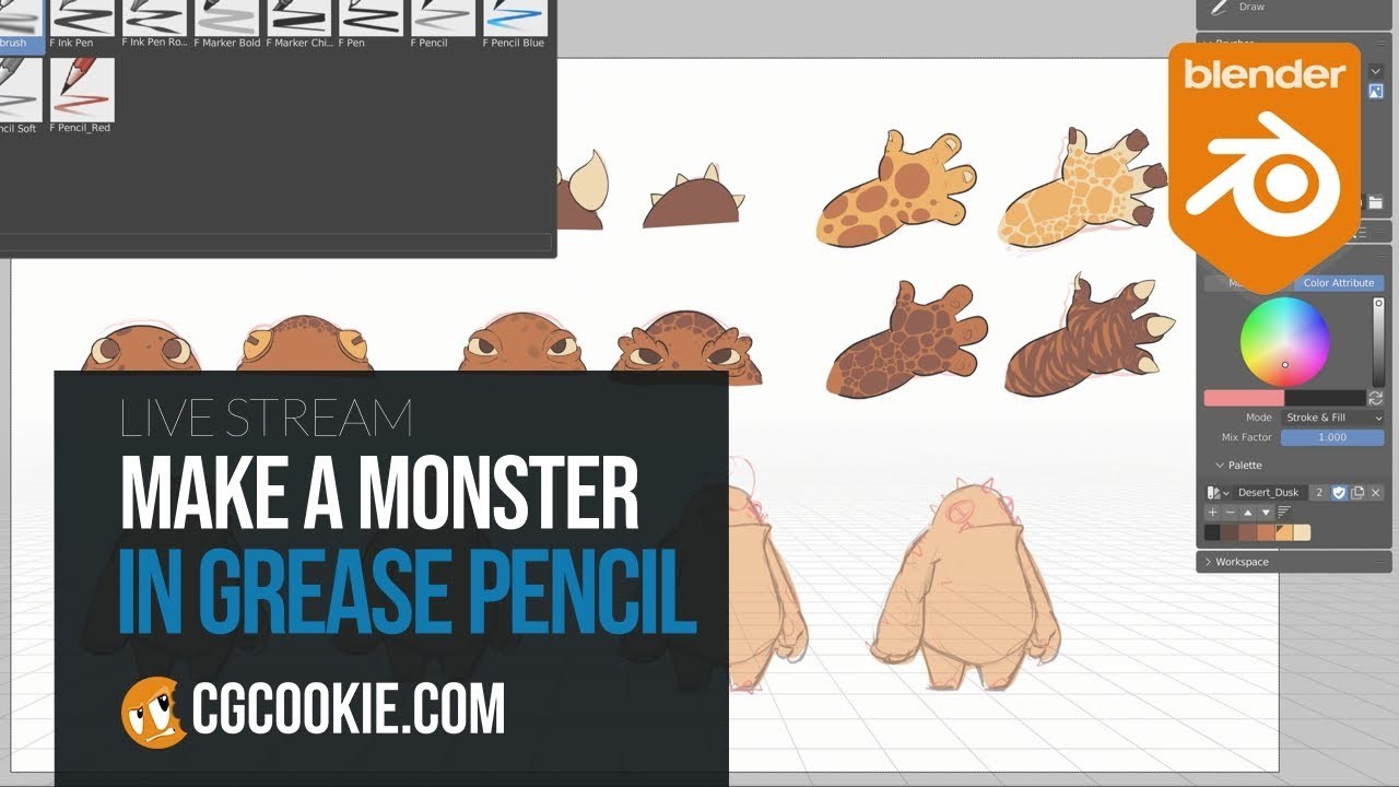 Grease Pencil Make a Monster in Blender CG Cookie