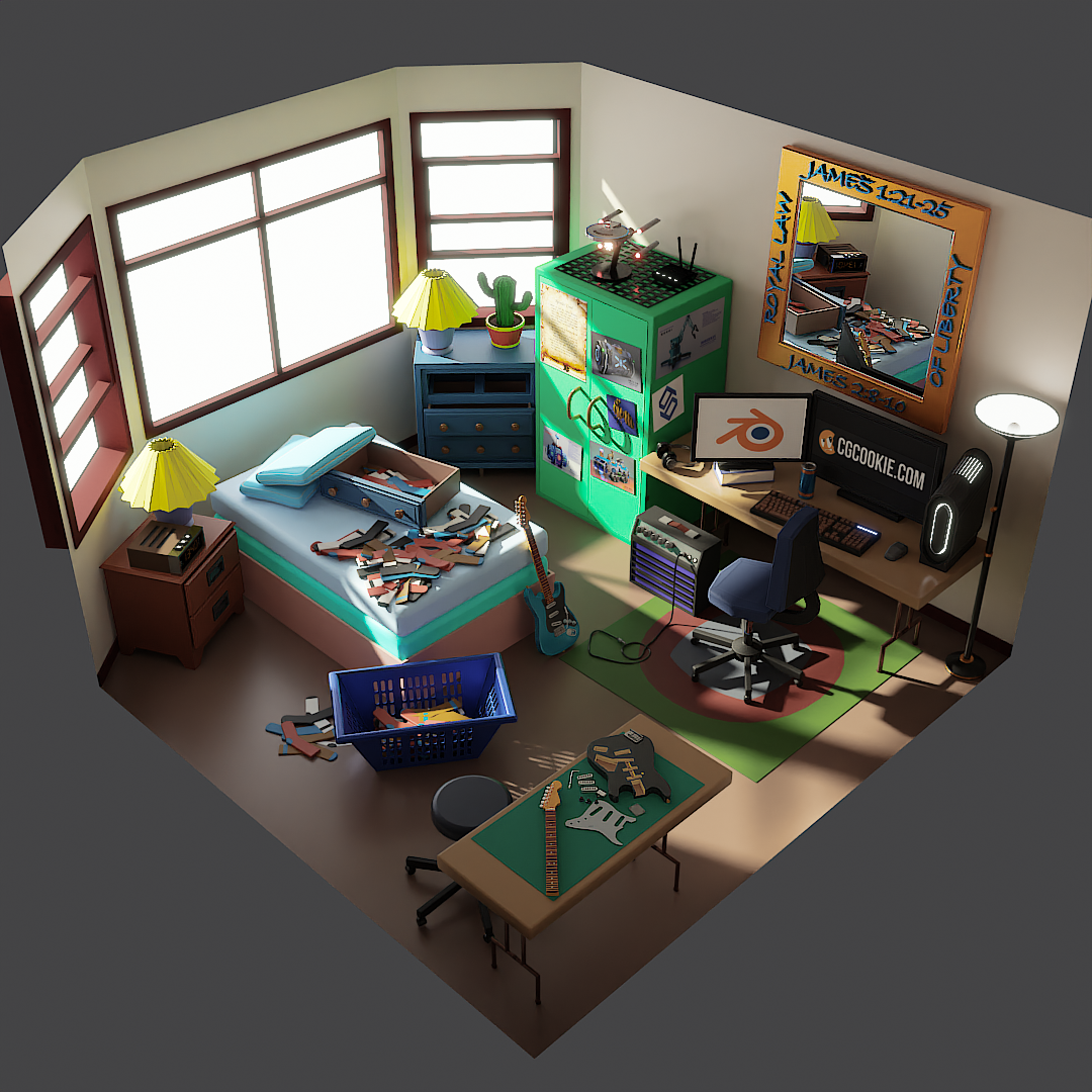 Low Poly Room Exercise Project - CG Cookie
